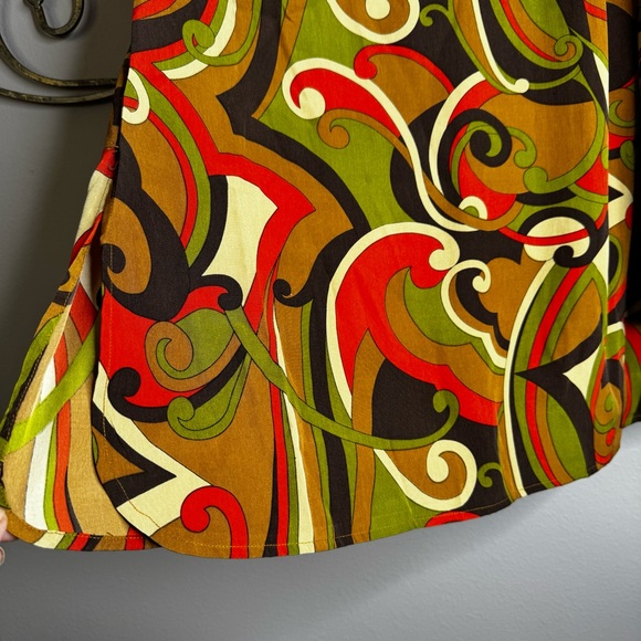 Patti Labelle Sequin Trim Multi-Color Brown Orange Retro Style Blouse Sz L - Picture 9 of 10